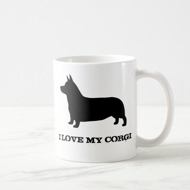 Taza De Café Pembroke Welsh Corgi Dog Silhouette Personalizado (Derecha)