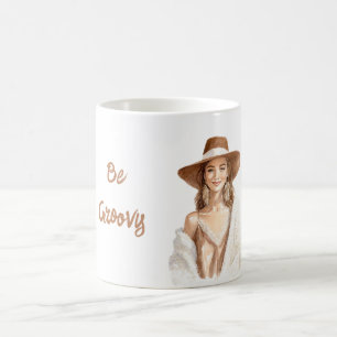 Taza De Café Pendientes de pluma bohemios boho de los sesenta B