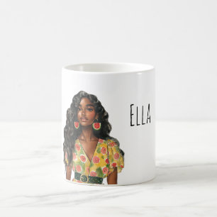 Taza De Café Pendientes de sandía hembra negra