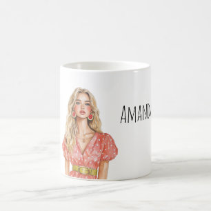 Taza De Café Pendientes de sandía para mujer rubia