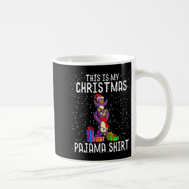 Taza De Café Penguin Christmas Pajama Shirt Penguin Lover Gift  (Derecha)