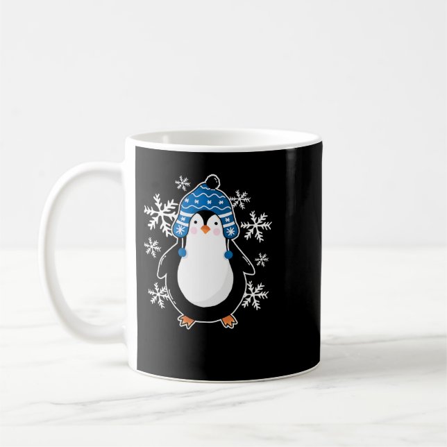 Taza De Café Penguin Cute penguin winter snowflakes 2 (Izquierda)