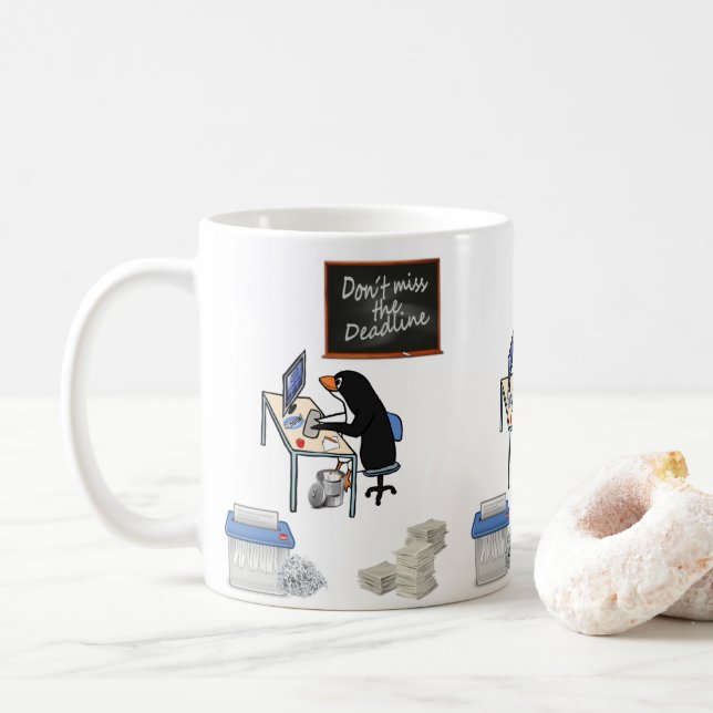 Taza De Café Penguin Deadline Mug (Con donut)