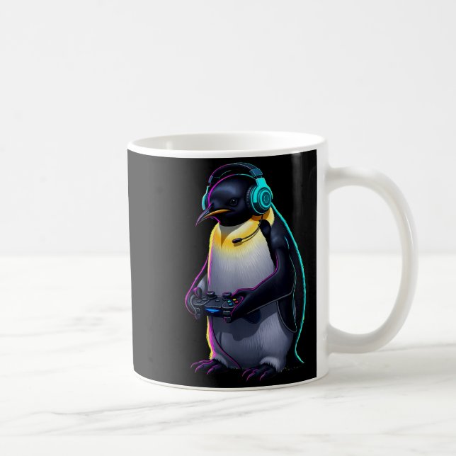 Taza De Café Penguin Gaming Animal Video Games Funny Penguin  (Derecha)