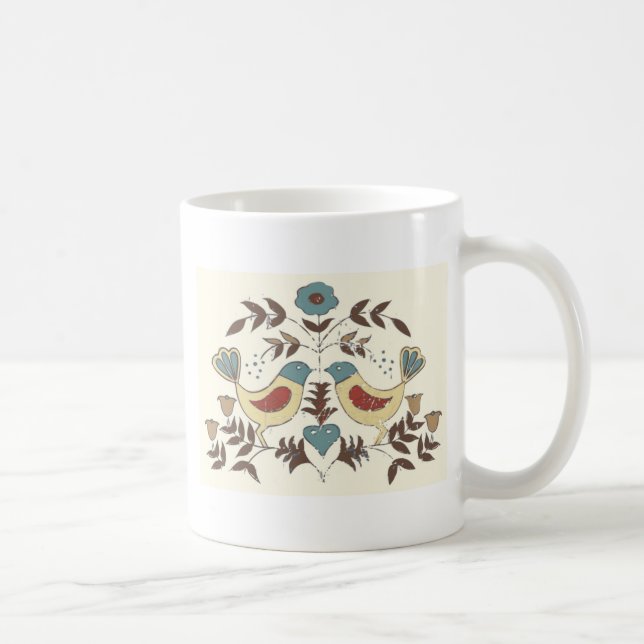 Taza De Café Pennsylvania Dutch Amish Hex Rótulo Bird Americana (Derecha)
