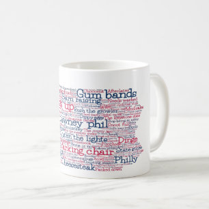 Taza De Café Pennsylvania USA Jerga Palabra Mapa de Arte Café 