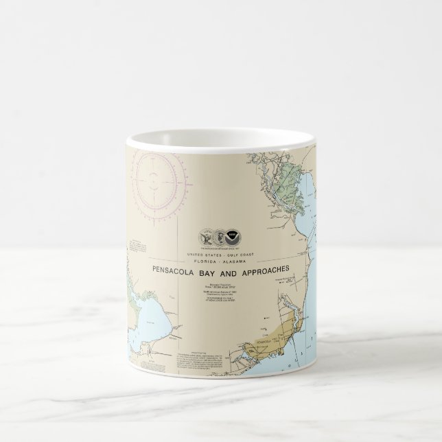 Taza De Café Pensacola Bay y el gráfico náutico 11382 (Centro)