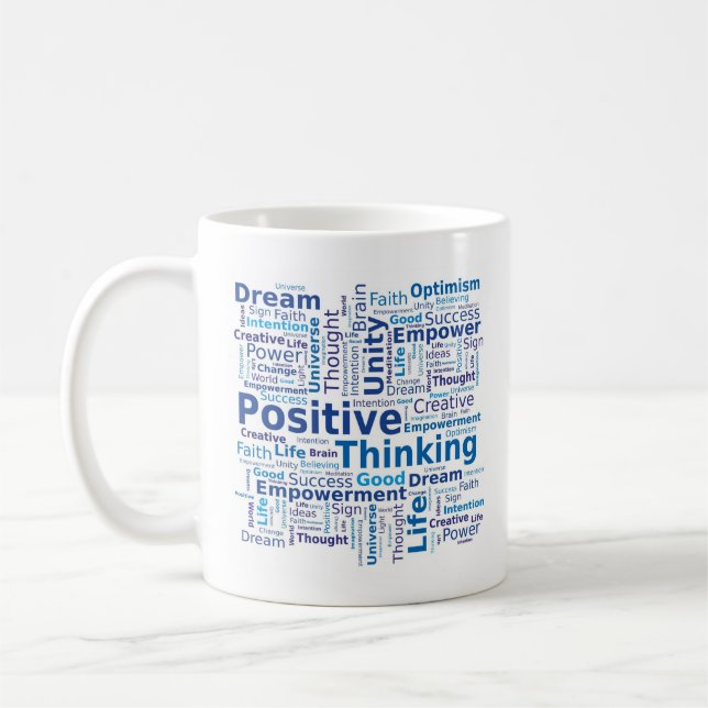 Taza De Café Pensamiento positivo Nube de palabras - Azul (Izquierda)