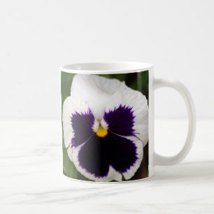 Taza De Café Pensamiento púrpura y blanco