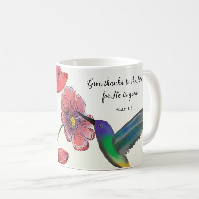 Taza De Café Pensamiento religioso de tus flores con Hummingbir (Anverso derecho)