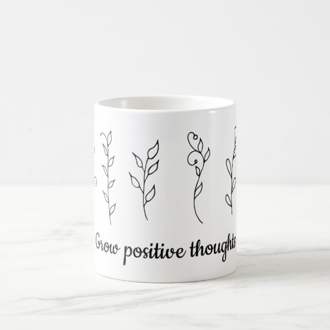 Taza De Café Pensamientos positivos para crecer flores Minimali (Centro)