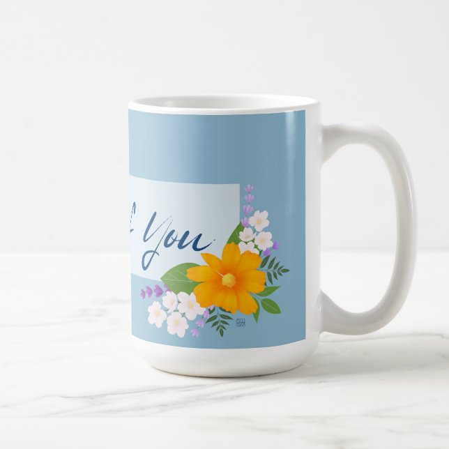 Taza De Café Pensar en ti con el Bouquet de soporte (Derecha)