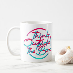 Taza De Café Pensar fuera de la taquilla de caja - Audaz caligr