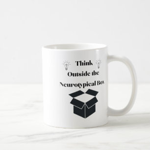 Taza De Café Pensar Fuera Del Pegatina De Caja Neurotípico