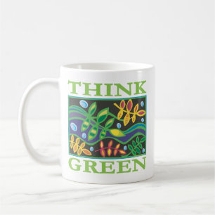 Taza De Café Pensemos en el medio ambiente verde