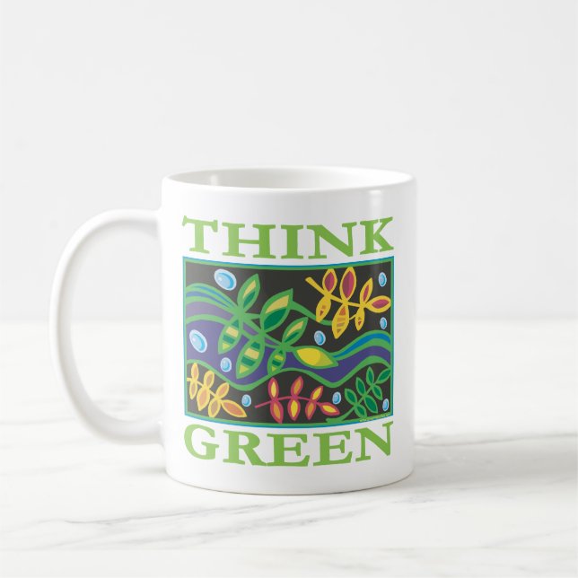 Taza De Café Pensemos en el medio ambiente verde (Izquierda)