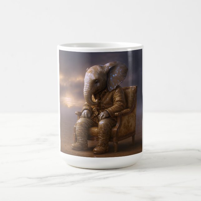 Taza De Café Pensive Elephant Gentleman Art (Centro)