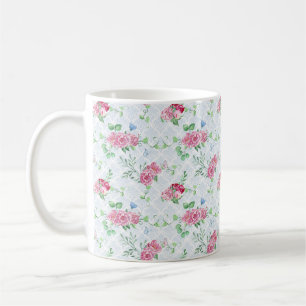 Taza De Café peonía acuática, acuarela de mariposa