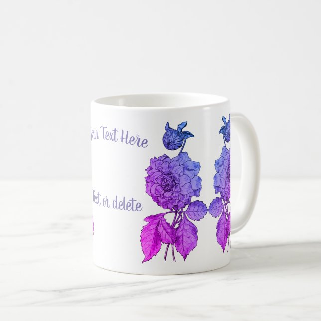 Taza De Café Peonía arcoiris personalizada (Anverso derecho)