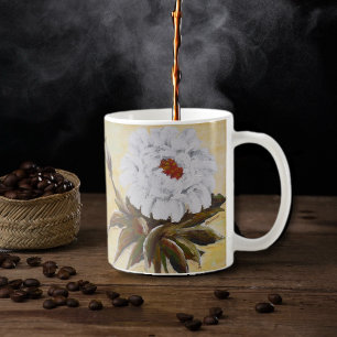 Taza De Café Peonía Blanca