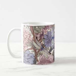 Taza De Café Peonía Libélula Rosa Lila Claro Floral Francés