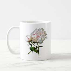 Taza De Café Peonía Rosa Pálido y Capullo