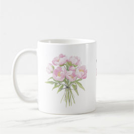 Taza De Café Peonias rosas con cerámica de vaca