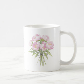 Taza De Café Peonias rosas con cerámica de vaca