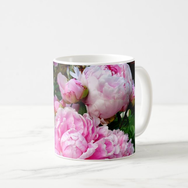 Taza De Café Peonias rosas y blancas (Anverso derecho)