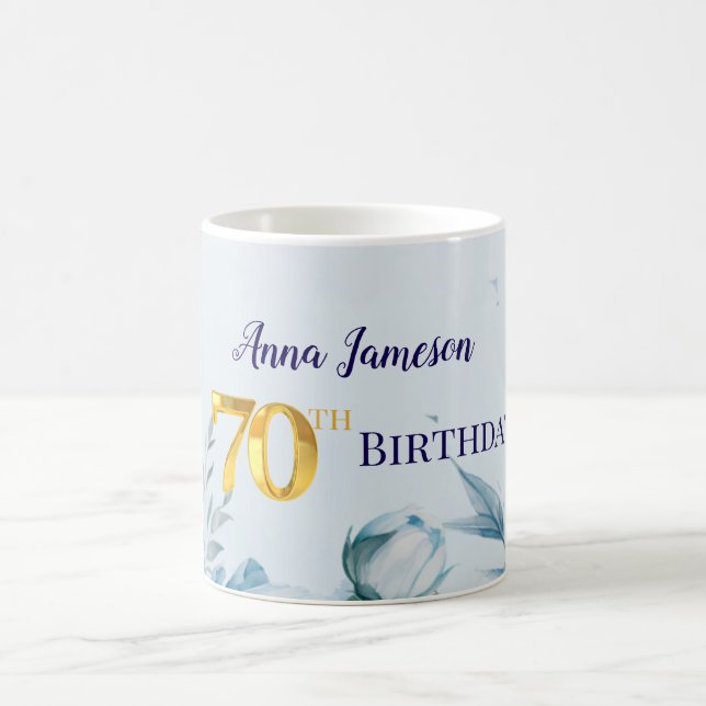Taza De Café Peonies 70th birthday Party Invitation (Centro)