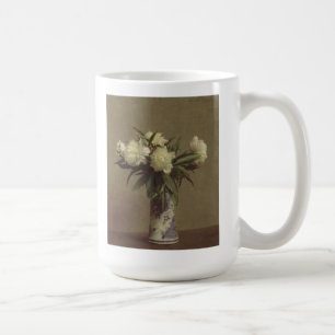 Taza De Café Peonies en un florero azul y blanco