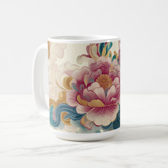 Taza De Café Peony flotante (Anverso izquierdo)