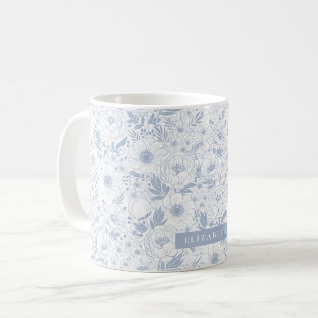 Taza De Café Peony Y Anemone Ilustrados Florales (Anverso izquierdo)