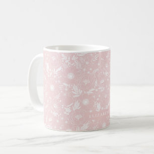 Taza De Café Peony Y Anemone Ilustrados Florales