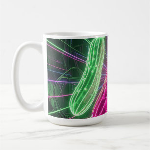 Taza De Café Pepinos Neon Cyberpunk Brillantes