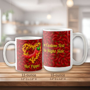 Taza De Café Pepper chile con tazón de café de corazón inflamad