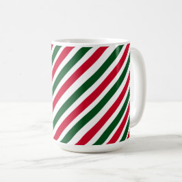 Taza De Café Peppermint Stick Stripes in Red, Green, and White