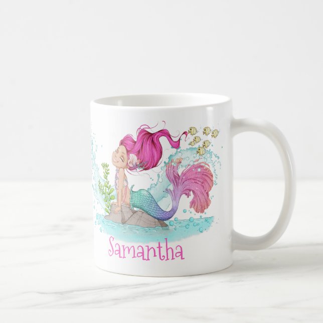Taza De Café Pequeña acuarela de sirena (Derecha)