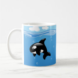 Taza De Café Pequeña ballena orca en el océano