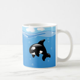 Taza De Café Pequeña ballena orca en el océano