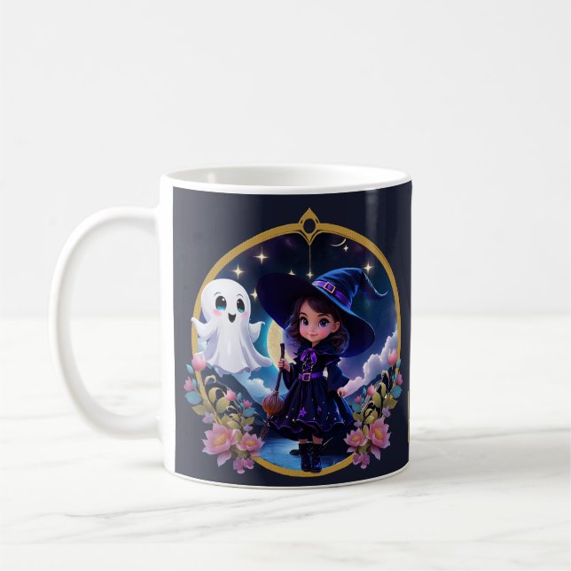 Taza De Café Pequeña bruja con ojos grandes y brillantes. (Izquierda)