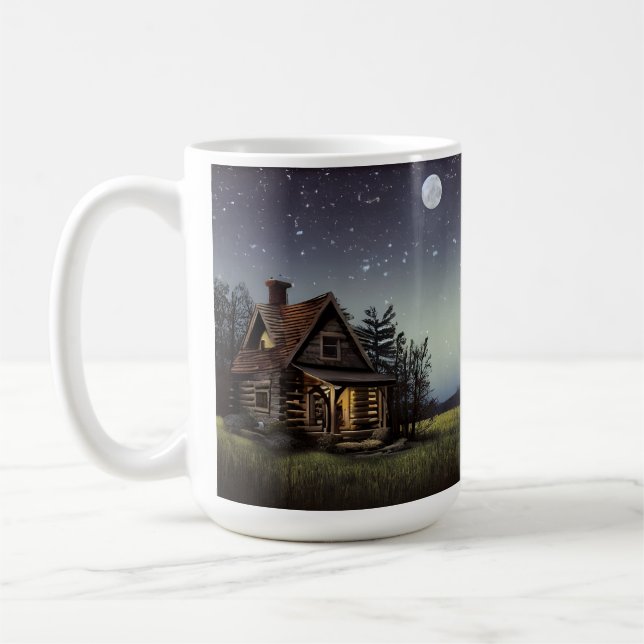 Taza De Café Pequeña Cabaña A La Luz De La Luna (Izquierda)