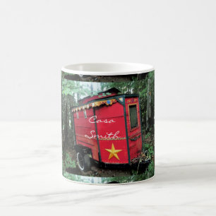 Taza De Café Pequeña caravana gitana roja personalizada