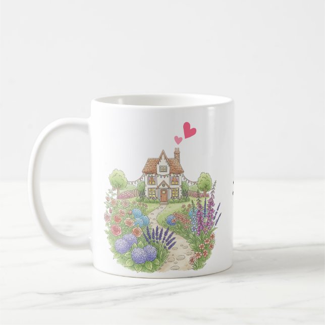 Taza De Café Pequeña casa rural personalizada con nombre (Izquierda)