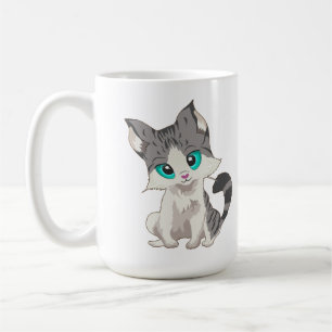 TAZA DE CAFÉ PEQUEÑA COCINA GRIS Y BEIGE CON OJOS AZULES