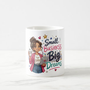 Taza De Café Pequeña Empresa Grandes Sueños Chica Emprendedora