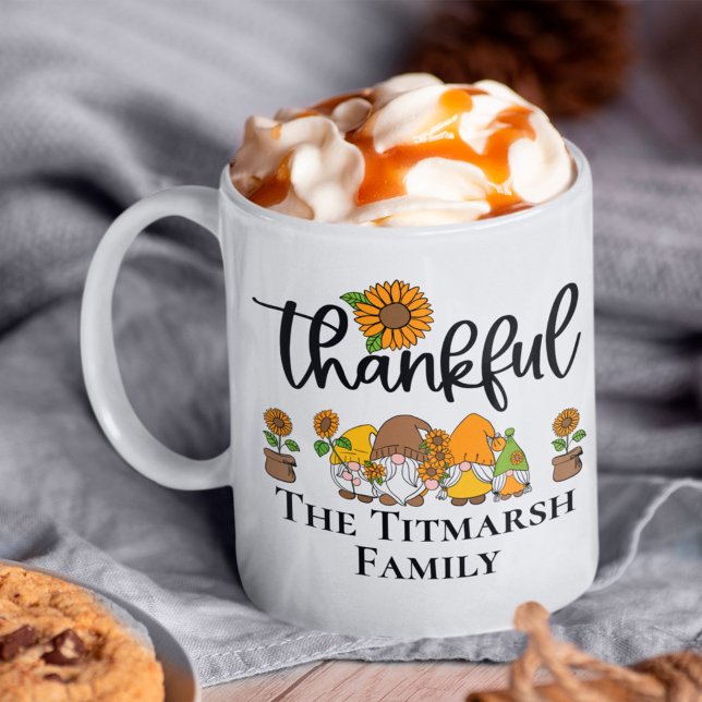 Taza De Café Pequeña familia de girasoles agradecidos (thankful family mug)