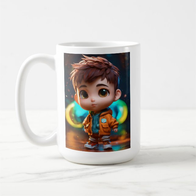 Taza De Café "Pequeña luz: ¡Un niño adorable encuentra alegría  (Izquierda)