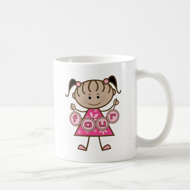 Taza De Café Pequeña Niña 4 camisetas de cumpleaños y regalos (Derecha)