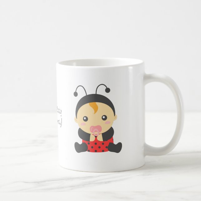 Taza De Café Pequeña niña linda de la mariquita (Derecha)